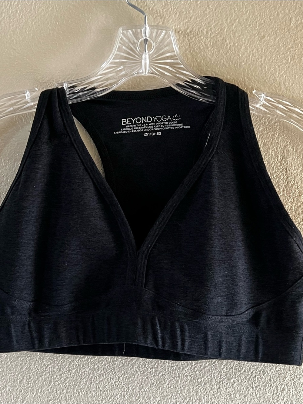 Beyond Yoga Black Deep V Supportive Sports Bra